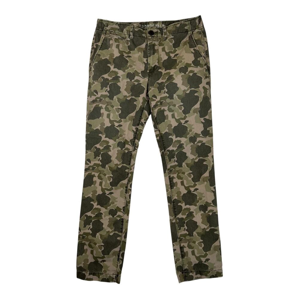 Aeropostale Pants Mens 34x32 Green Camo Slim Straight Chino Cotton Casual